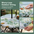thumbnail image 5 of Round Outdoor Tablecloth with Umbrella Hole and Zipper, Daisy Spring Floral Tablecloth with Elastic Waterproof, Eucalyptus Leaves Watercolor Wooden Patio Table Covers for 31" - 35" Pool Tables, 5 of 9