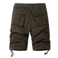 thumbnail image 4 of HCNTES Mens Shorts Cargo Elastic Waist Bermuda Shorts Summer Casual Loose Fit Multi Pockets Outdoor Jogger Short Cargos(Coffee,XXL), 4 of 4