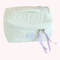 thumbnail image 5 of Quilted Flower Cosmetic Bag Cute Storage Bag Large Capacity Soft for Work (Blue), 5 of 5