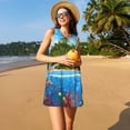 thumbnail image 3 of Fotbe Island And Coral Reef Vestido de Verano sin Mangas para Mujer – Vestido Midi Línea A, Estilo Camiseta Floral, Vestido Playero Casual y Fluido, 3 of 7