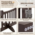 thumbnail image 3 of PINDEE 36" H Extra Tall Freestanding Pet Gate 4-Panel Wooden Dog Fence with 2 Support Feet Folding Dog Gate for Indoor, Stairs, Doorway, Halls, Kitchen Wooden Pet Barrier Espresso, 79.5" L x 36" H, 3 of 8