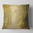 thumbnail image 2 of Designart Autumn Forest Path on Misty Morning - Landscape Photography Throw Pillow - 16x16, 2 of 5