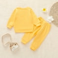 thumbnail image 3 of Girls Long Sleeves Tshirts Newborn Toddle Baby Kid Boys Girls Pullover Tops+Pants Set Outfits Clothes Baby Girl Tops Yellow 90, 3 of 9