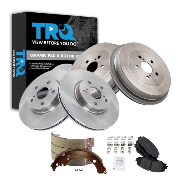 TRQ Front Rear Brake Pad Rotor Shoe Drum Kit Ceramic Fits 2009-2019 Toyota Corolla