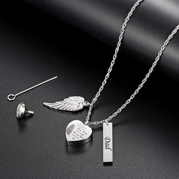 Memorial Urn Necklace for Ashes for Men for Dad Simple Cremation