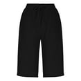 thumbnail image 6 of UAMVSH Comfy Shorts for Women Cotton Linen Casual Ladies Baggy Capri Pants with Pockets Elastic Waist Drawstring Solid Color Shorts, 6 of 7