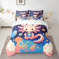 thumbnail image 2 of jejeloiu Cartoon Animal Axolotl Twin Bedding Sets 7-Piece,Multicolor Universe Planet Bedding Comforter Set,Galaxy Starry Stars Sheet Sets For Girls Kid,Breathable Bedroom Decor Reversible, 2 of 8