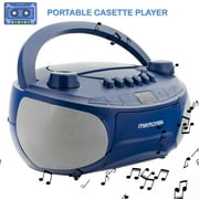 Memorex MX-BCCD50(L) AM/FM Top Loading CD and Cassette Player Blue | Portable Stereo with Programmable Memory, Auto-Stop Cassette Deck | Auxiliary Input, and Red LED Display (Blue)