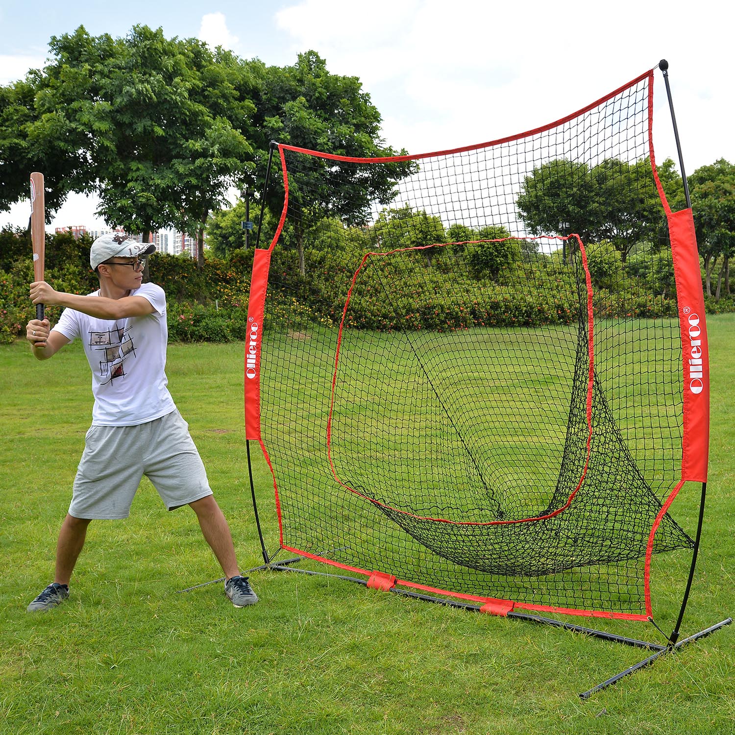 Ollieroo 7'x7' Baseball & Softball Practice Net for Hitting, Pitching - Includes Carry Bag - image 2 of 11