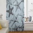 thumbnail image 6 of Teal Blue Starfish Sheer Curtains 45 Inches Long, Coastal Ocean Summer Sea Nautical Light Filering Curtains, Breathable Simi Curtain Privacy Drapes for Kitchen Bathroom Small Window Treatment, 6 of 9