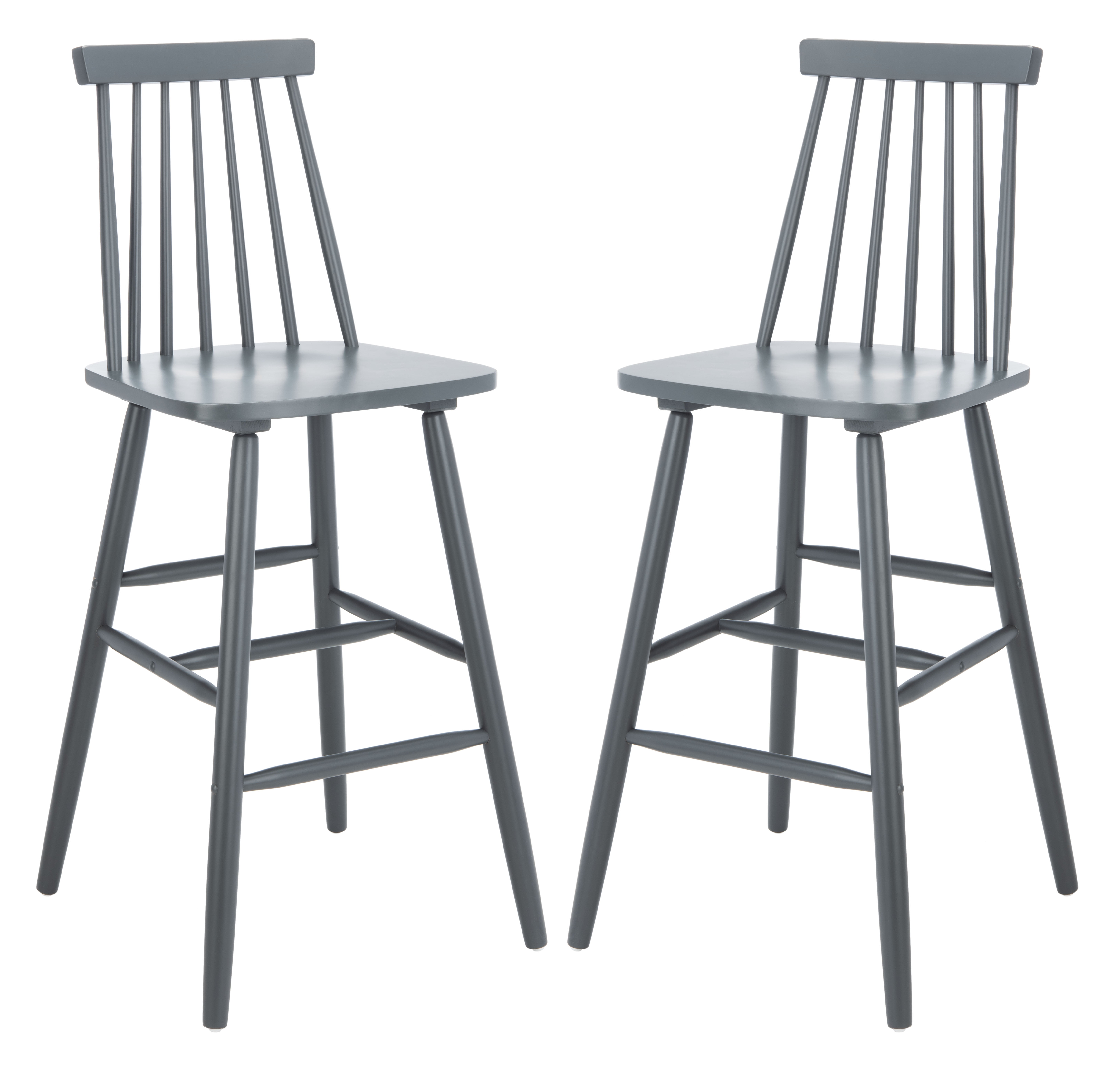 SAFAVIEH Beaufort Solid Spindle Back Bar Stool with Footrest, Grey