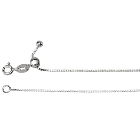 Sterling Silver Adjustable Box Chain Necklace 22 Inch - Walmart.com