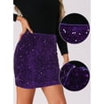 thumbnail image 2 of DARING DIVA Sequin Skirt for Women's High Waist Stretchy Velvet Bodycon L Purple, 2 of 6