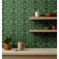 thumbnail image 4 of S4Sassy Self-Stick Decorative Boho Wallpaper, Diamond Floral Medallion Wall Paper, Plain Vinyl Waterproof Contact Paper, Green, 25"X360" Removable Renter Wall Covering For Bedroom, Dining Room, 4 of 9