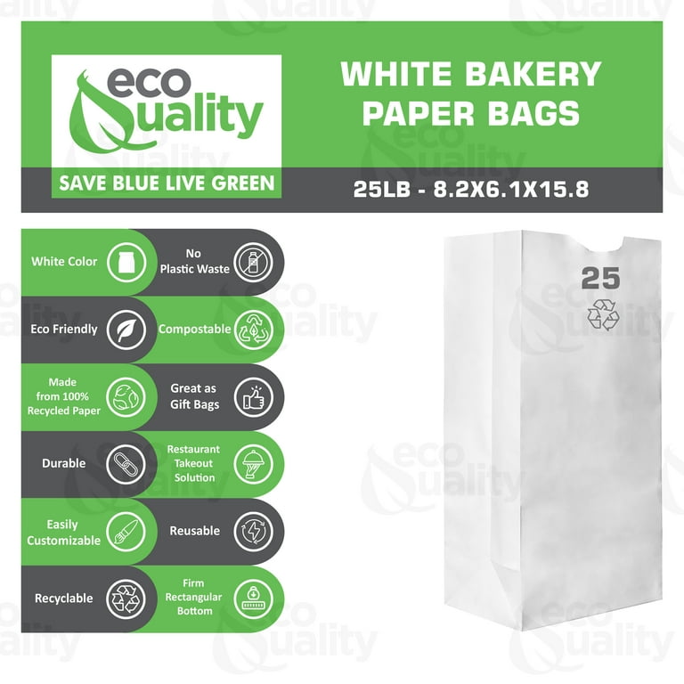 Paper Lunch Bags 25 Lb White Paper Bags 25LB Capacity - Kraft
