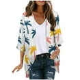 thumbnail image 2 of UPPADA Women's Fashionable Floral Print Puff Sleeve Kimono Cardigan Loose Plus Size Chiffon Cover up Casual Lightweight Beach Blouse Tops White,S, 2 of 6