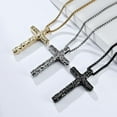 thumbnail image 4 of PAMTIER Unisex Stainless Steel Retro Punk Depressed Hammering Pattern Cross Pendant Amulet Crucifix Necklace Christian Jewelry Black 23.6" Chain, 4 of 5