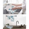 thumbnail image 5 of Navy Blue Leaves Kitchen Dish Towels for Drying Dishes Set of 3, Summer Botanical Farmhouse Watercolor Leaf Waffle Weave Microfiber Hand Tea Bathroom Towels Quick Dry & Absorbent Towel 15.7x23.6, 5 of 7