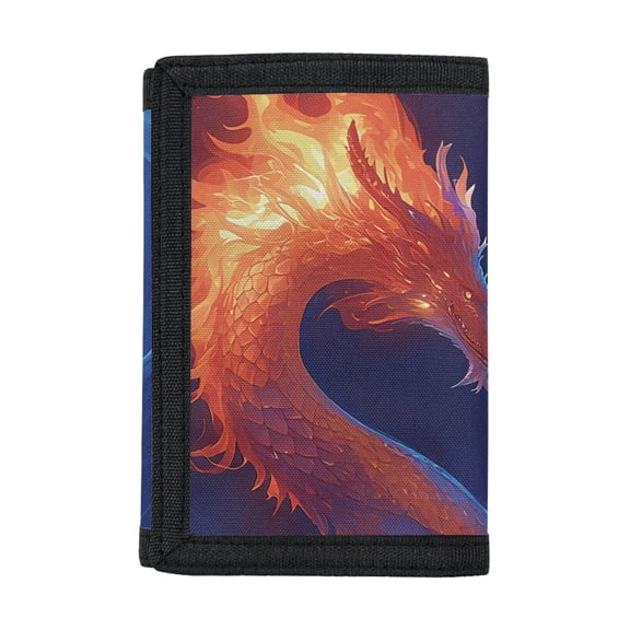 Chririnla Fiery Dragon Trifold Card Wallet, Elastic Polyester Children's Clutch Bag, Portable Coin Pouch for Daily Sports and Outdoor Use