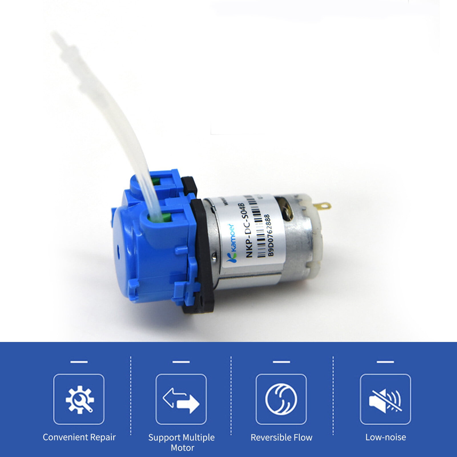 Kamoer Peristaltic Pump Aquarium Liquid Water Pump Flow Adjustable 5.2-90ml/min 12V Dosing Pump for DIY Aquarium Lab Chemical Analysis Dosing Additives 3.0x5.0mm NKP-DC-S10B