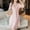 Pink, variant on Abomasnow Women's Satin Nightgown Eyelet Lace Trim Loose Sleepwear Short Sleeve V Neck Nightdress Mid Length Lounger Dress