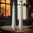 thumbnail image 3 of Remote Control Ghost Candle Light, Flameless Ghost Taper Candles with 3D Flickering Wick, LED Battery Operated Halloween Candlesticks for Indoor Spooky Decor(2pcs), 3 of 7