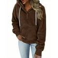 thumbnail image 4 of BLVB Women's Winter Fuzzy Fleece Hoodies Sweatshirts Button Collar Casual Long Sleeves Sherpa Pullover Tops with Pockets, 4 of 6
