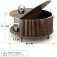 thumbnail image 2 of Round Coffee Table with Storage,Fluted Center Table with Sliding Cabinet Door for Living Room,Home Small Space,31.5" Small Center Table,Walnut, 2 of 7