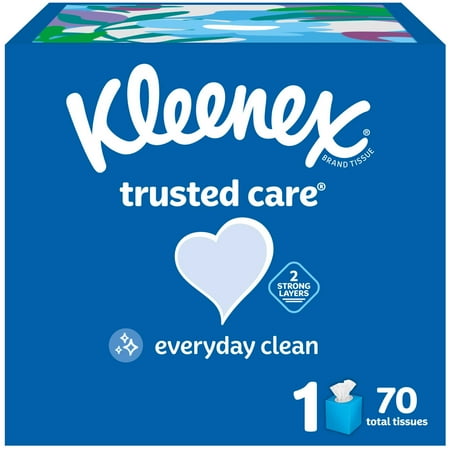 Kleenex Trusted Care Facial Tissues, 1 Cube Box, 70 Tissues per Box, 2-Ply