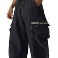 thumbnail image 3 of YLSDY Men's Baggy Cargo Pants Casual Solid Parachute Cargo Pants Loose Fit Hip Hop Harem Pants with Pockets Black XL, 3 of 6