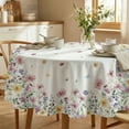 thumbnail image 4 of Sm:)e Spring Tablecloth 60 Inch Round, Wildflowers Floral Butterfly Washable Table Cover for Party Picnic Dinner Decor, 4 of 7
