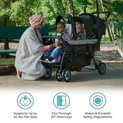 Foundations Compass Trio Triple Stroller, 3-Seat Tandem with UV Canopies and Reclining Seats, Black