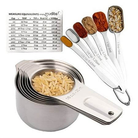 Long Handle Measuring Spoons Stainless Steel Measuring Cups and Spoons Set of 13. Heavy Metal Measuring Cups. Long Handled Nesting Spoons. Use for Dry or Liq ()