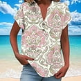 thumbnail image 2 of Youyipin Womens Tops Women Casual Printed Short Sleeve Button Home Outfits Casual V-Neck T-Shirt Blouses Graphic Tees For Women, 2 of 5