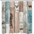 thumbnail image 4 of Sonernt Vintage Country Wood Shower Curtain for Bathroom,Funny Farm Animal and Sunflower Floral Fabric Shower Curtain with Hooks,Rustic Theme Farmhouse Bathroom Curtains Shower Set, 72x72 inches, 4 of 6