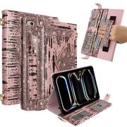 Decase Luxury PU Leather Case for iPad Mini 5/4/3/2/1 (7.9"),Fashion Flip Wallet Stand Cover with Shoulder Strap+Pen Slot,Pink