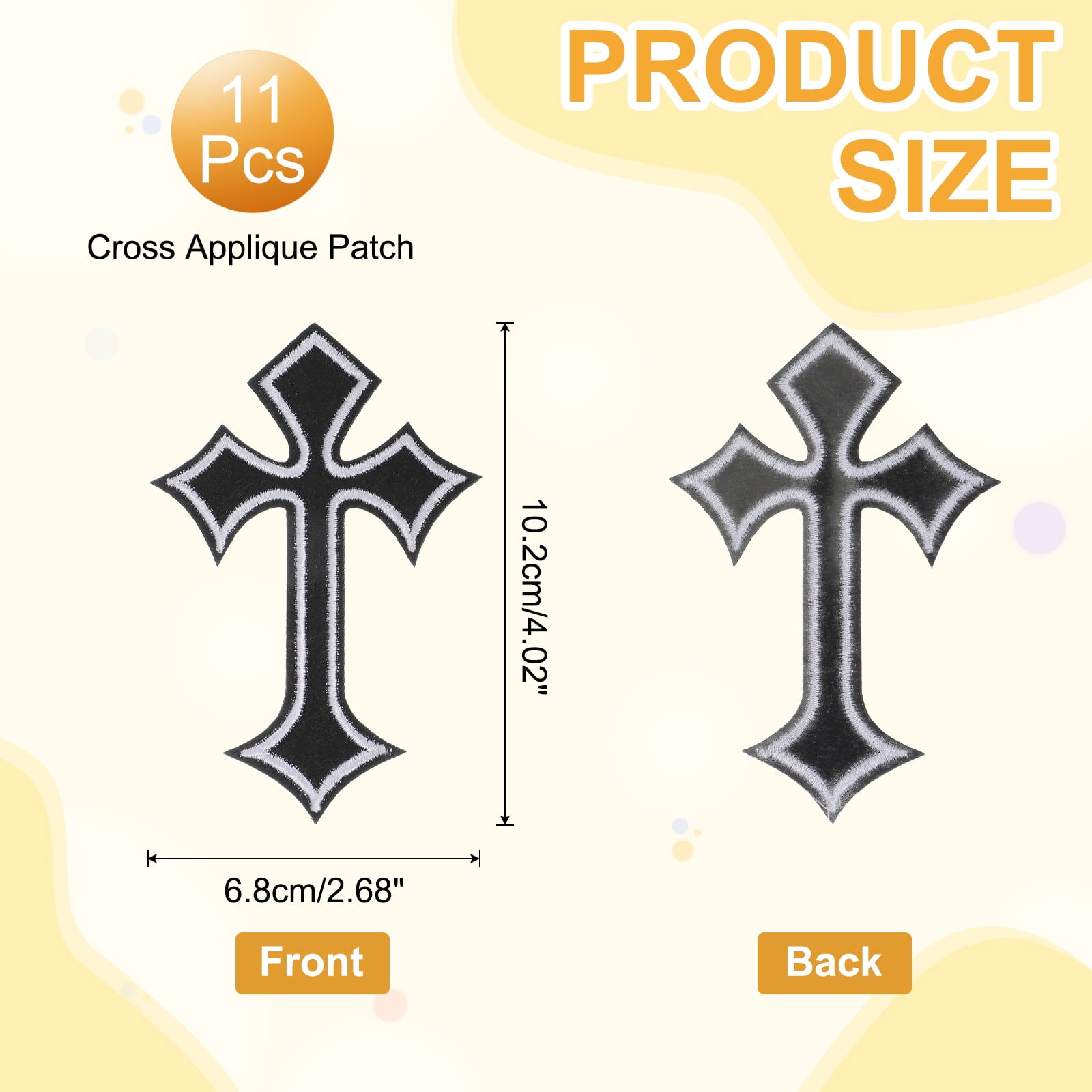 Uxcell Cross Iron on Patches, Embroidered Sew on Applique Repair Patch for Backpacks Clothing Shoes Hats DIY Black/White