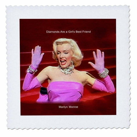 3dRose Marilyn Monroe Singing Diamonds Are a Girls Best Friend (textured) (PD-US) - Quilt Square, 12 by