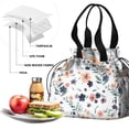 thumbnail image 4 of Pioneer Flower Floral Print Pattern Drawstring Lunch Bag Women - Drawstring Lunch Bag Insulated for Work Office - Stain-Resistant Large Lunchbags for Women with Multi-Pockets, 4 of 6