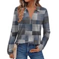 thumbnail image 2 of Women's Fashion Athleisure Long-Sleeve Vintage Floral Print Stand Collar Polo Shirt Top, Comfortable & Skin-Friendly & Breathable, Gifts for Women, 2 of 5