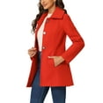 thumbnail image 4 of INSPIRE CHIC Women's Turn-Down Collar Single Breasted Outwear Winter Coat with Pockets XS Red, 4 of 6