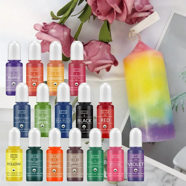16 Uds. de Tinte para Velas, 10ml, Fabricación de Velas, Tinte para Jabón, Vela para Colorear, Tinte Líquido, Pintura, Artesanía de Resina Macarena tinte de vela