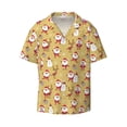 thumbnail image 5 of Daiia Cute Santa and Reindeer Men's Linen Shirts Short Sleeve Casual Shirts Button Down Shirt for Men Beach Summer Wedding Shirt-Large, 5 of 6