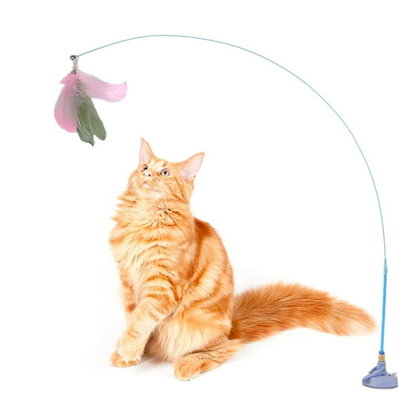 Interactive Suction Cup Cat Toy – Feathered Wand for Indoor Exercise, Durable Rubber Design with Adhesive Base (80g)