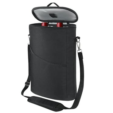 Wine Cooler Bag Leakproof Insulated Wine Tote Carrier with Handle and Adjustable Shoulder Strap Christmas Gift for Wine Lover 2 Bottle Black