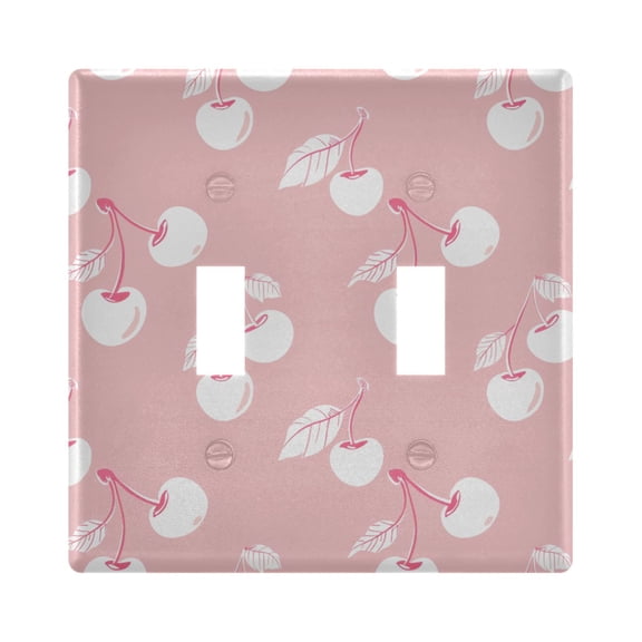 2 Gang Light Switch Cover Plate Lovely Pink Cherry Wall Plate Decorate Electrical Outlet Cover Plates 4.56”x4.48”