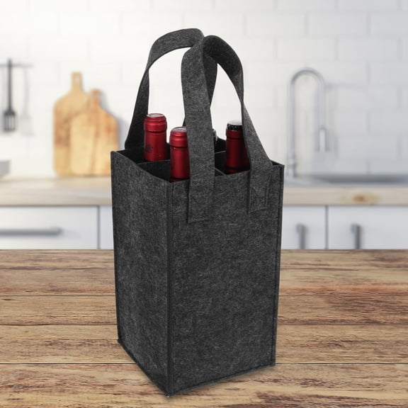 Baluue Portable Felt Storage Wine Bag in Dark Grey for Practical Beer and Wine Carrying