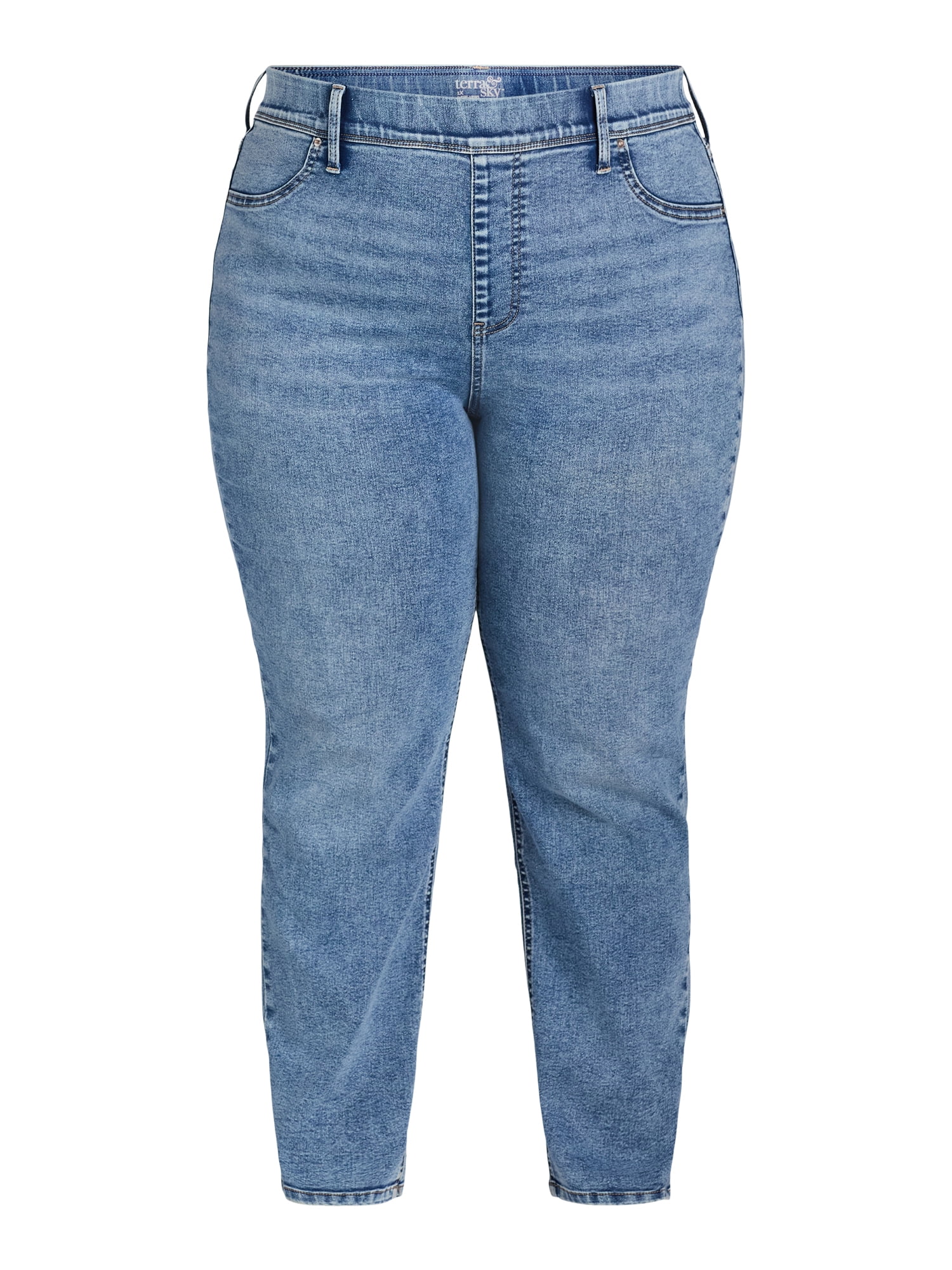 Terra & Sky Women’s Plus Straight Leg Jeggings, 29” Inseam, Sizes 0X-4X