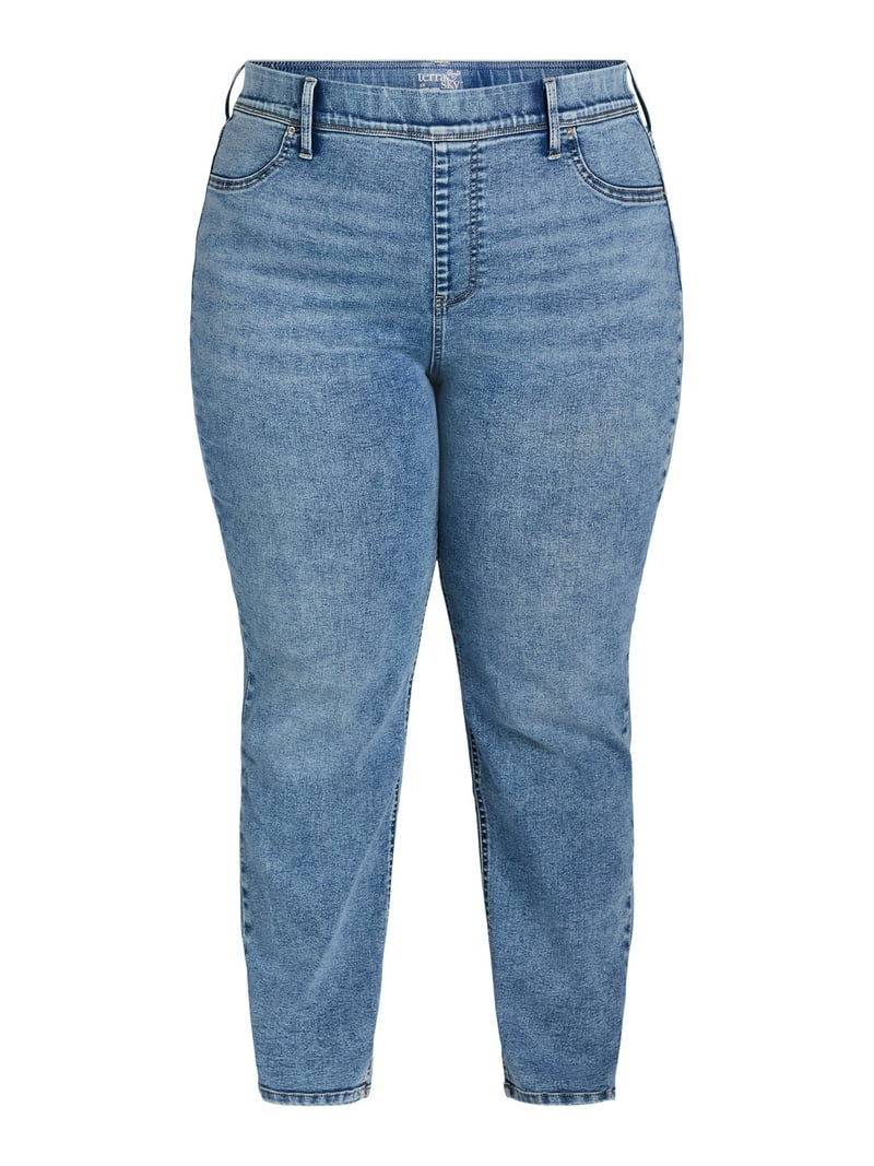 Terra Sky Women's Plus Straight Leg Jeggings, 29” Inseam, Sizes