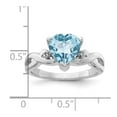 thumbnail image 5 of 925 Sterling Silver Rhodium Plated Diamond and Light Swiss Blue Topaz Heart Ring Size 9, 5 of 5